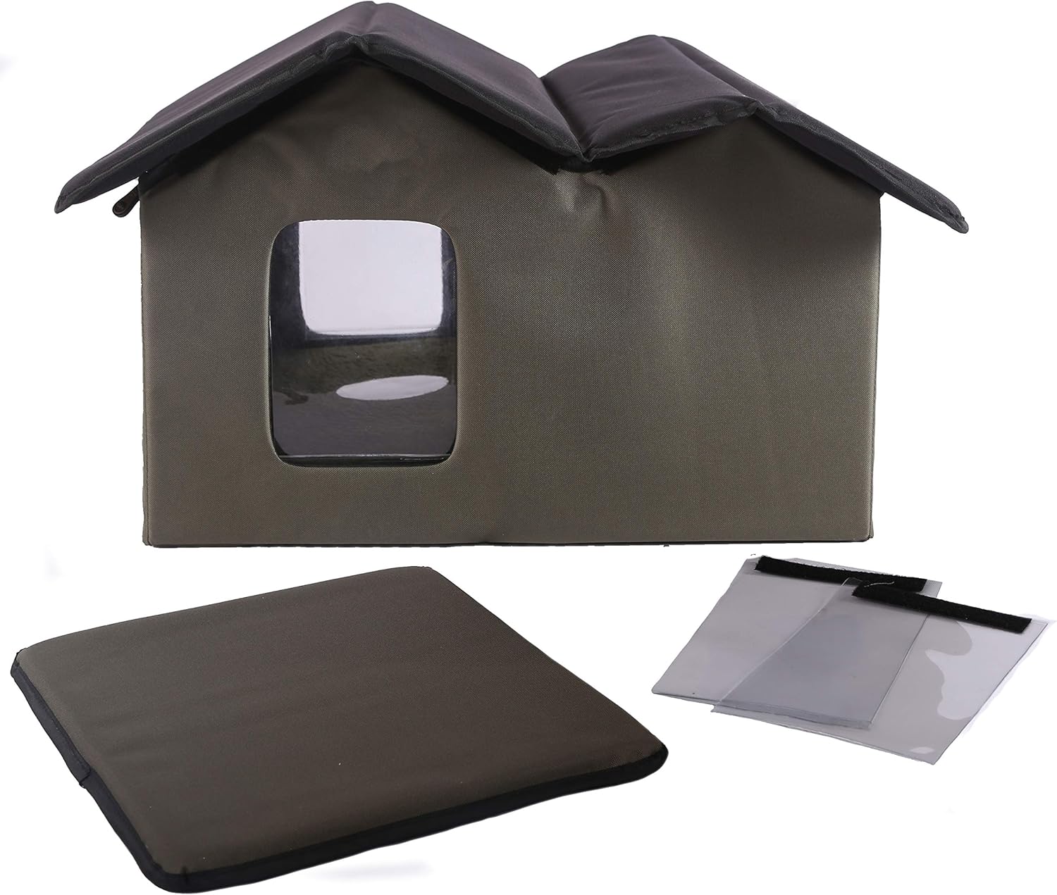 K&H Pet Products Outdoor Kitty House Extra-Wide (unheated) Olive/Black 26.5" x 15.5" x 21.5" : Pet Supplies