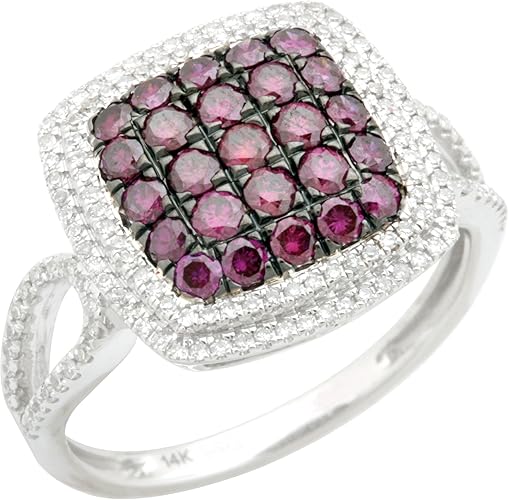 Amazon Com Brand New 1 00 Carat Pink Diamond With Side Diamond Cluster Ring 14k White Gold Jewelry