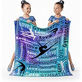 RKAOZJI Gymnastics Blanket for Girls & Women, Flannel Throw for Gymnasts Team, Gymnastics Gift Idea (Blue,50"x60")