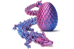 Zobetro 3D Printed Dragon with Surprise Egg, Articulated Crystal Dragon in Egg, Executive Dragon Fidget Desk Toys Decorative Egg Gifts for Boys Kids Home Decor(Purple)