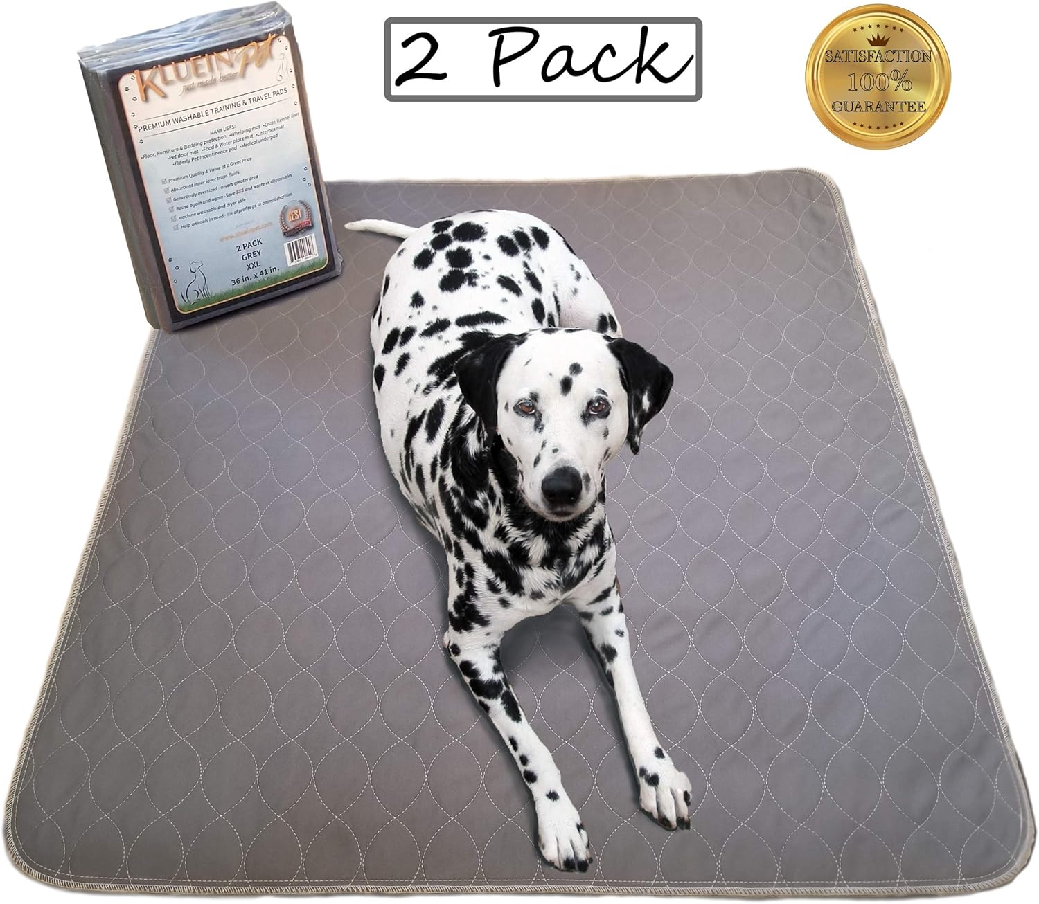 Kluein Pet Reusable Washable Pee Pads, Grey 2Pack XXL
