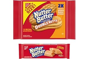 Bumpazie Nutter Butter Double Nutty Peanut Butter Sandwich Cookies, Family Size, 15.27 oz and Nutter Butter Peanut Butter Wafer Cookies, 10.5 oz.