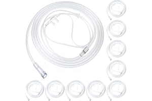Anglechic 10 Pack 7Ft Adult Oxygen Nasal Cannula, Soft Oxygen Tubing for Adult, Cannula Nasal Tubing with Soft Curved Nose Piece, High Flow Lightweight Tube(Transparent)