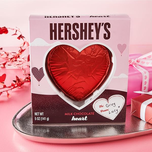 HERSHEY’S MILK CHOCOLATE HEART, VALENTINE’S CANDY GIFT BOX, 5 OZ