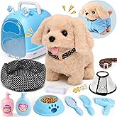 Cleboen 14pcs Robot Dog Toys for Kids Girls Boys 3-6, Realistic Electronic Interactive Plush Toy Dog with Walk & Bark, Pretend Play Puppy Pet Care Playset, 3 4 5 6 Year Old Girl Birthday Gift Ideas