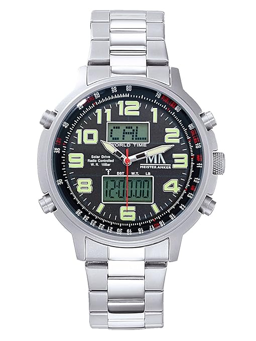 Meister Anker Herren-Funk-Solar-Chronograph Silber