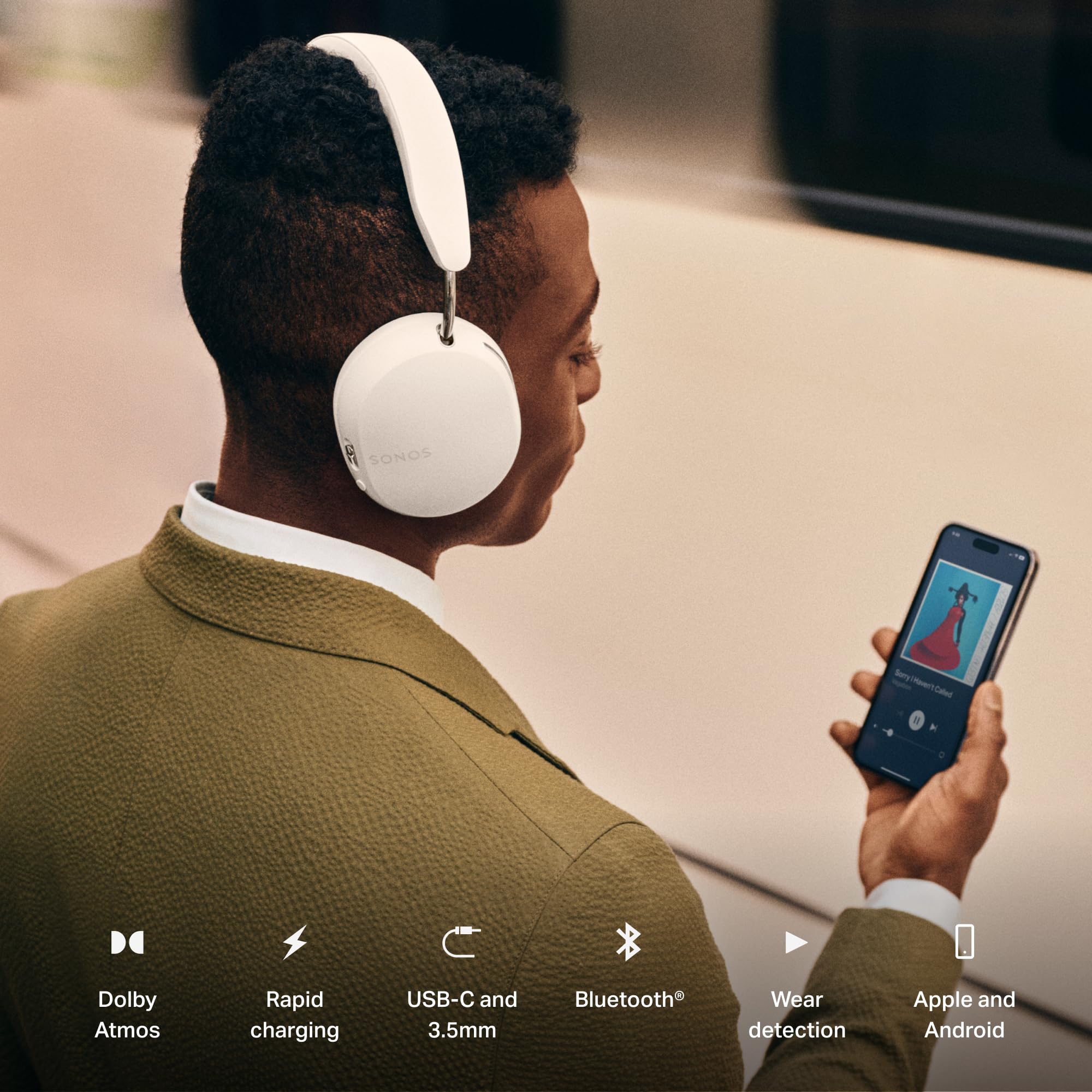 Sonos Ace - Kabelloser Bluetooth-Kopfhörer mit Geräuschunterdrückung - Bis zu 30 Stunden Akkulaufzeit - Spatial 3D Audio - Dynamic Head Tracking - Weiß 6