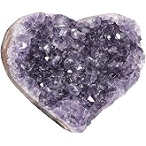 mookaitedecor Natural Amethyst Crystal Cluster Heart Stone, Healing Crystals Raw Geode Quartz Mineral Specimen for Meditation and Home Decor, 0.22-0.44 LB