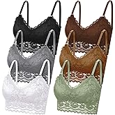 Geyoga Women's Lace Cami Top, Wireless Bralette Floral Non Padded Bandeau Bras with Straps