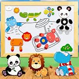 COOLJOY Wooden Magnetic Puzzle Board 100+ Pieces Pets Educational Drawings view 7