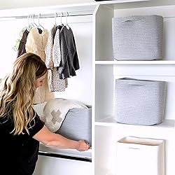 NaturalCozy Storage Cubes 11 Inch Cotton Rope Woven