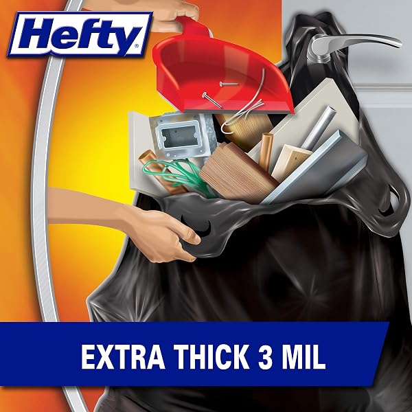 HEFTY LOAD & CARRY HEAVY DUTY CONTRACTOR LARGE TRASH BAGS, 42 GALLON, 26 COUNT