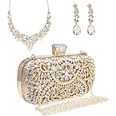 DA BODAN Womens Sparkly Rhinestone Crystal Clutch Bag Glitter Sequin Bridal Purse Evening Handbag for Wedding Party Prom
