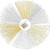 Unittype 600 Pcs Eye Pins for Jewelry Making 50 mm DIY Ball Flat Head Pins with Plastic Box for Craft Earring Bracelet Necklace Pendant(2 Inch,Gold, Silver)