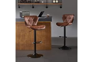 Nestvatto Bar Stools Set of 2, Modern Swivel Counter Height Bar Stools, Adjustable Leather Bar Chairs with Backrest, Upholste