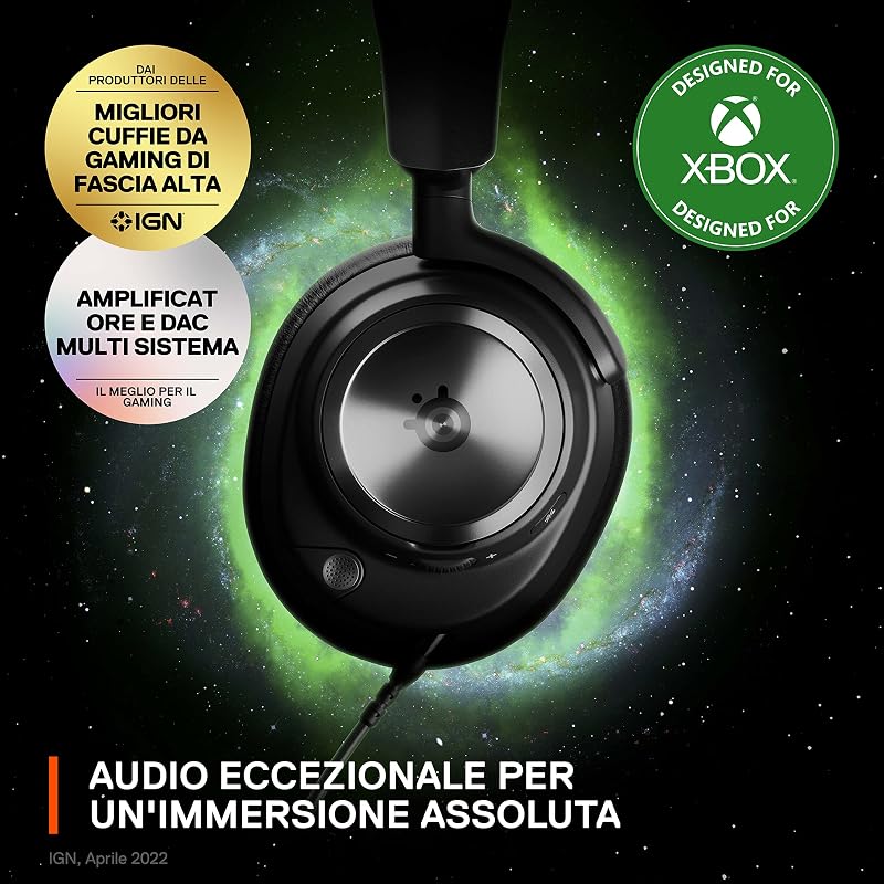 Arctis Nova Pro Xbox - Cuffie da gaming multi-sistema - Audio Hi-Res - Audio spaziale a 360° - GameDAC Gen 2 - Microfono ClearCast Gen 2 - Xbox, PC, PS5, PS4, Switch