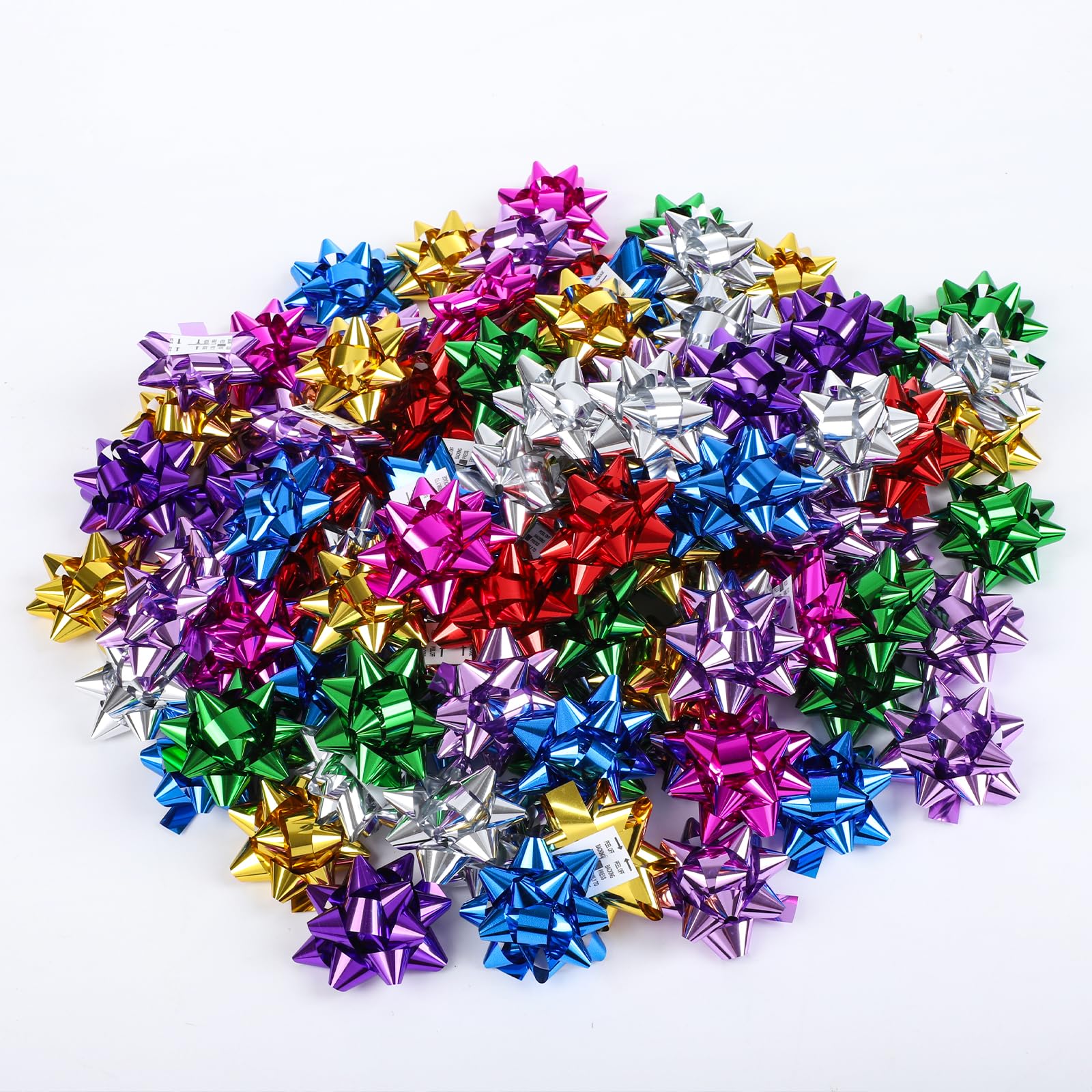 Photo 1 of 100Pcs Small Star Bows for Gift Wrapping and Presents,Multiple coClour Christmas Bows,Birthdays, Weddings or Other Holidays. (Style8)