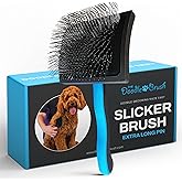 The Doodle Brush - Slicker Brush for Cockapoo, Goldendoodles, Poodle and Long Haired Dogs - Detangler With Extra Long Pin for