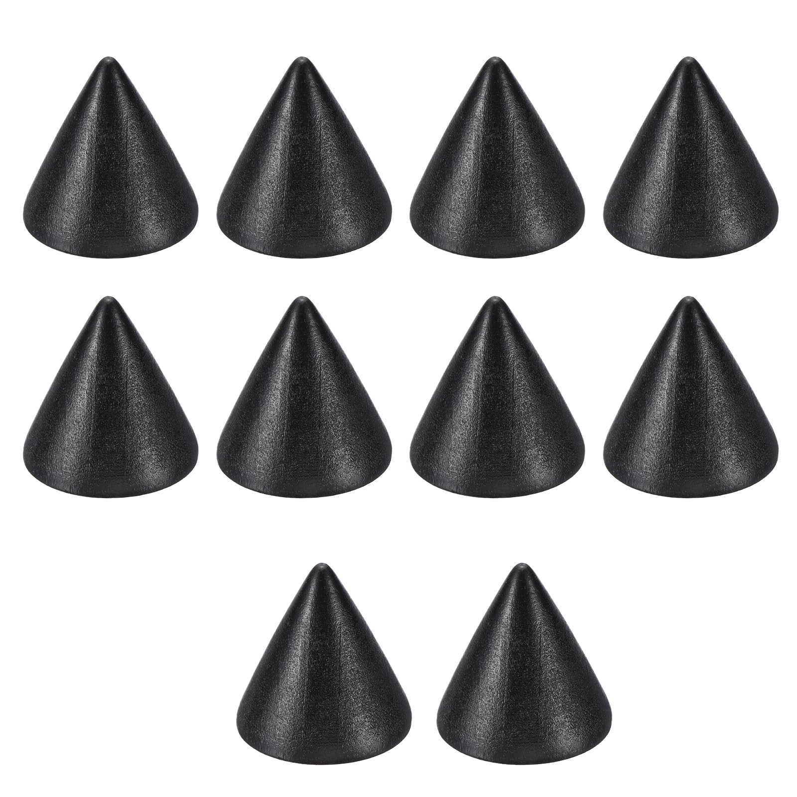 PATIKIL 30x30mm Natural Wood Cone Ring Holder, 10 Pack Finger Jewelry Display Stand Organizer Unpainted Wooden Cones for DIY Craft, Black