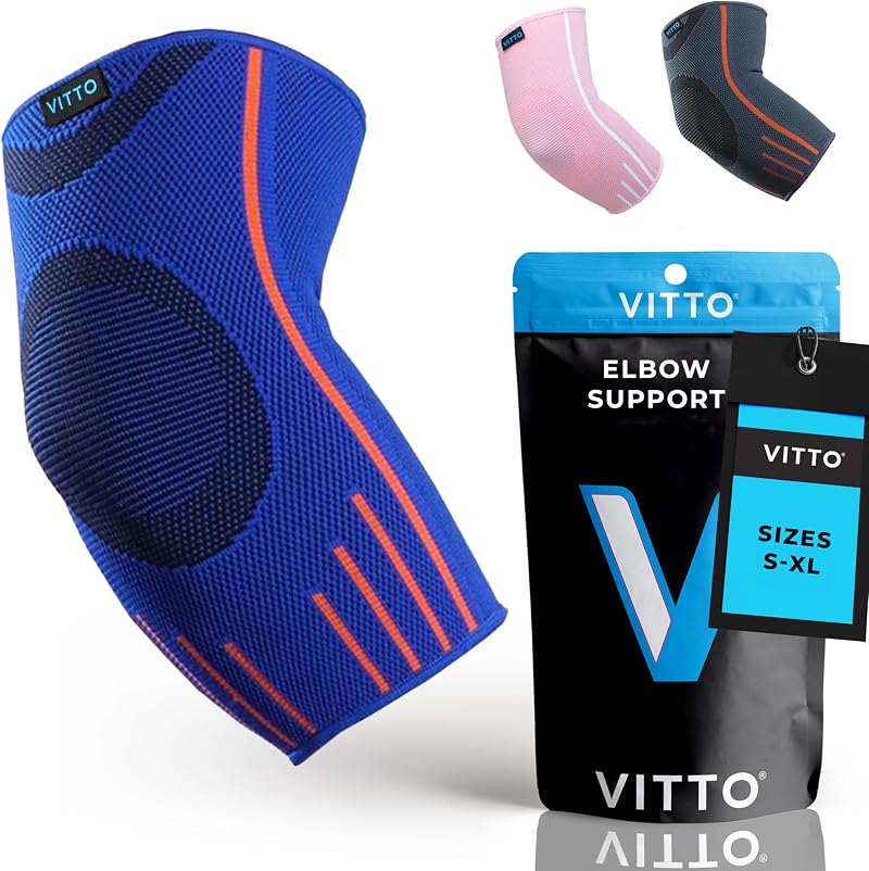 VITTO Elbow Support Compression Sleeve for Tennis Elbow Blue L