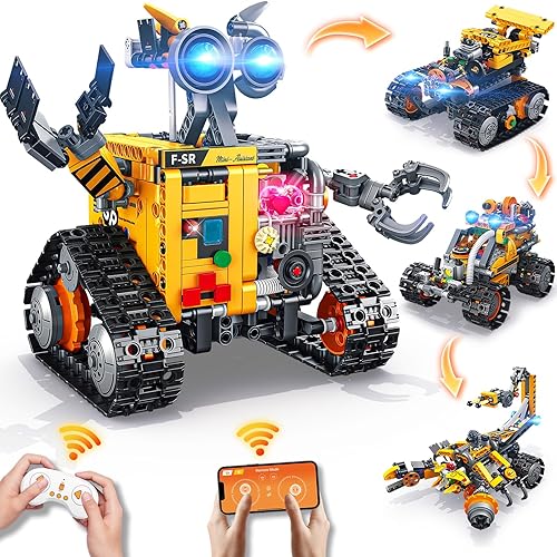 Demkia Robot Toys for Kids Building Set, 588PCS Rechargeable 4 in 1 APP & Remote Control Robotics Kit Educational Building STEM Toys, Birthday Gifts Build A Robot for Boys Ages 6 7 8-12+