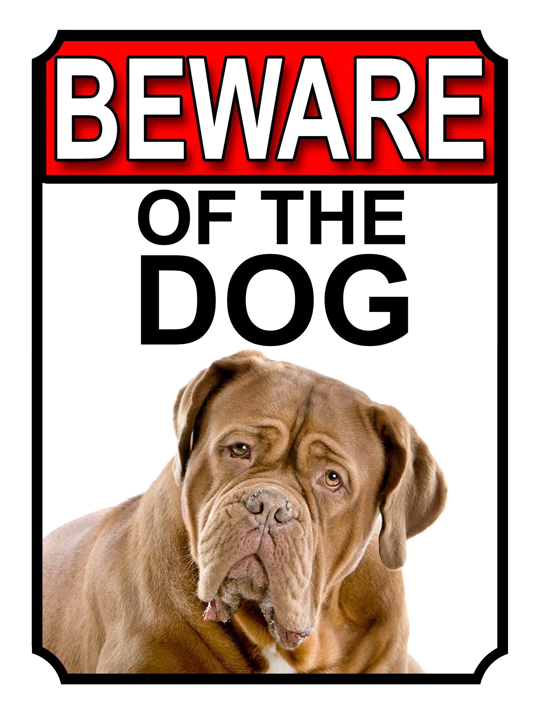 Shawprint Limited BEWARE OF THE DOG METAL GATE SIGN DOGUE DE BORDEAUX 200MM X 150MM (1131H1)