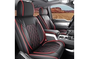 yotruth Seat Covers for 2015-2025 Ford F150 SuperCrew & 2017-2025 F250/F350/F450 Super Duty Crew Cab Pickup XL XLT Lariat King Ranch | Full Set Front and Rear(Black & Red)