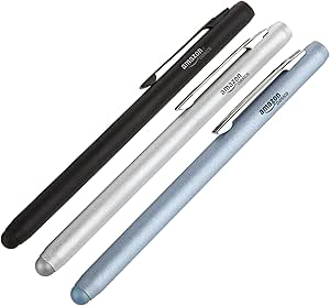 Amazon Basics 3-Pack Executive Stylus for Touchscreen Devices Including Kindle Fire, Apple iPad, Samsung Galaxy Tab (Black, Silver, Blue)