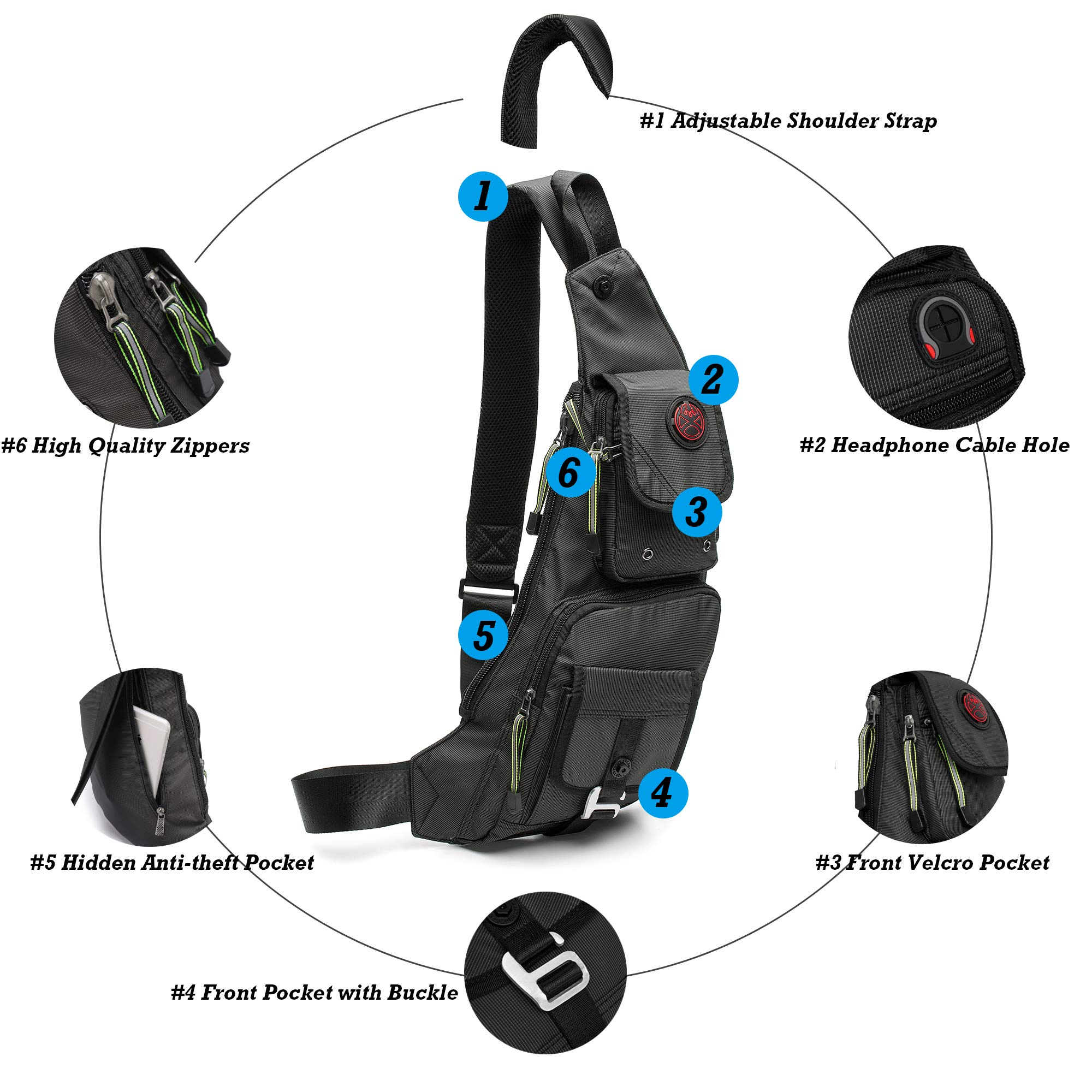 NICGID Sling Bag Chest Shoulder Backpack Crossbody Bags Casual Daypack for Men Women