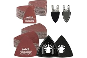 HOLENGS 184Pcs Oscillating Tool Detail Sanding Kit, Triangular & Finger Pads, 180Pcs Sandpaper, Grit for Wood & Plaster, Compatible with Multiple Tools