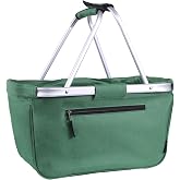 Picnic Basket, SIYUAN 24L Collapsible Market Basket with Two Handles Portable Canvas Grocery Basket Reusable Christmas Shopping Bag