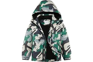 KFRRZC Boys Winter Waterproof Ski Jacket Kids Fleece Lined Warm Snow Coat with Detachable Hood