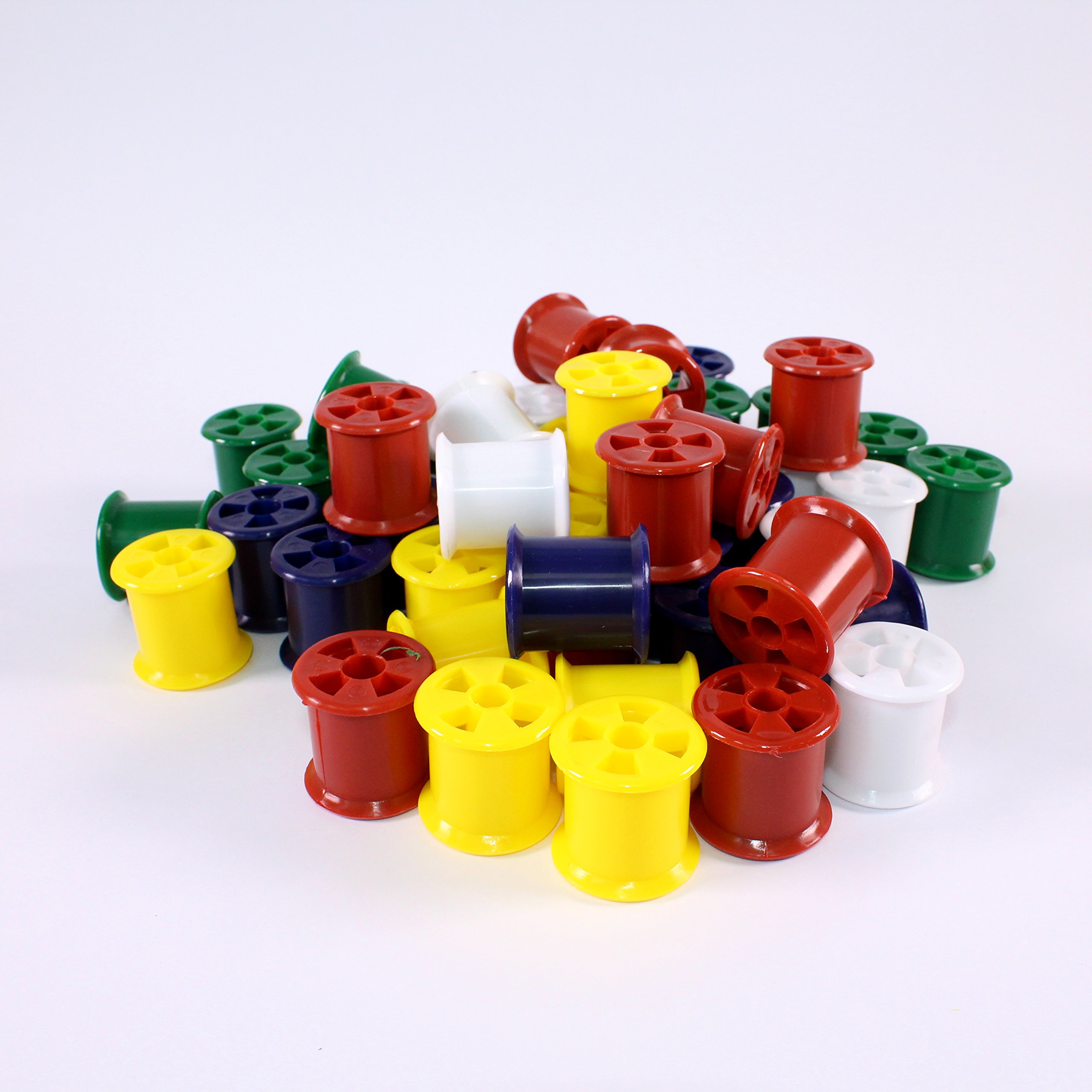Plastic Coloured Empty Cotton Reels Spools for Kids Crafts & Modelling Pack of 100 by BCreative ®