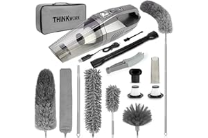 THINKWORK Car Cleaning Kit, Car Interior Detailing Kit with High Power Handheld Vacuum Cordless, Microfiber Duster for Cleaning Ceiling Fan Home, Complete Auto Accessories for Men, Women Gift