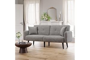 koorlian Convertible Futon Sofa Bed, 74 Inch Fabric Futon Couch Bed Sleeper Sofa Loveseat Couch for Living Room, Bedroom, Apartment, Dorm, Grey