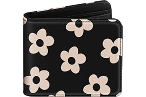 Funermei Cute Wallet for Women Girls Flower Bifold Wallet Aesthetic Girly Black Floral Credit Card Holder RFID Blocking Id Cash Pretty Slim Small Bi-fold Wallets with Coin Pocket for Teen Little Girl