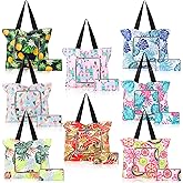 Cunno 8 Set Summer Beach Travel Bags for Women Waterproof Sandproof Beach Bag with Zipper Reusable Shopping Tote for Daily(Fresh)