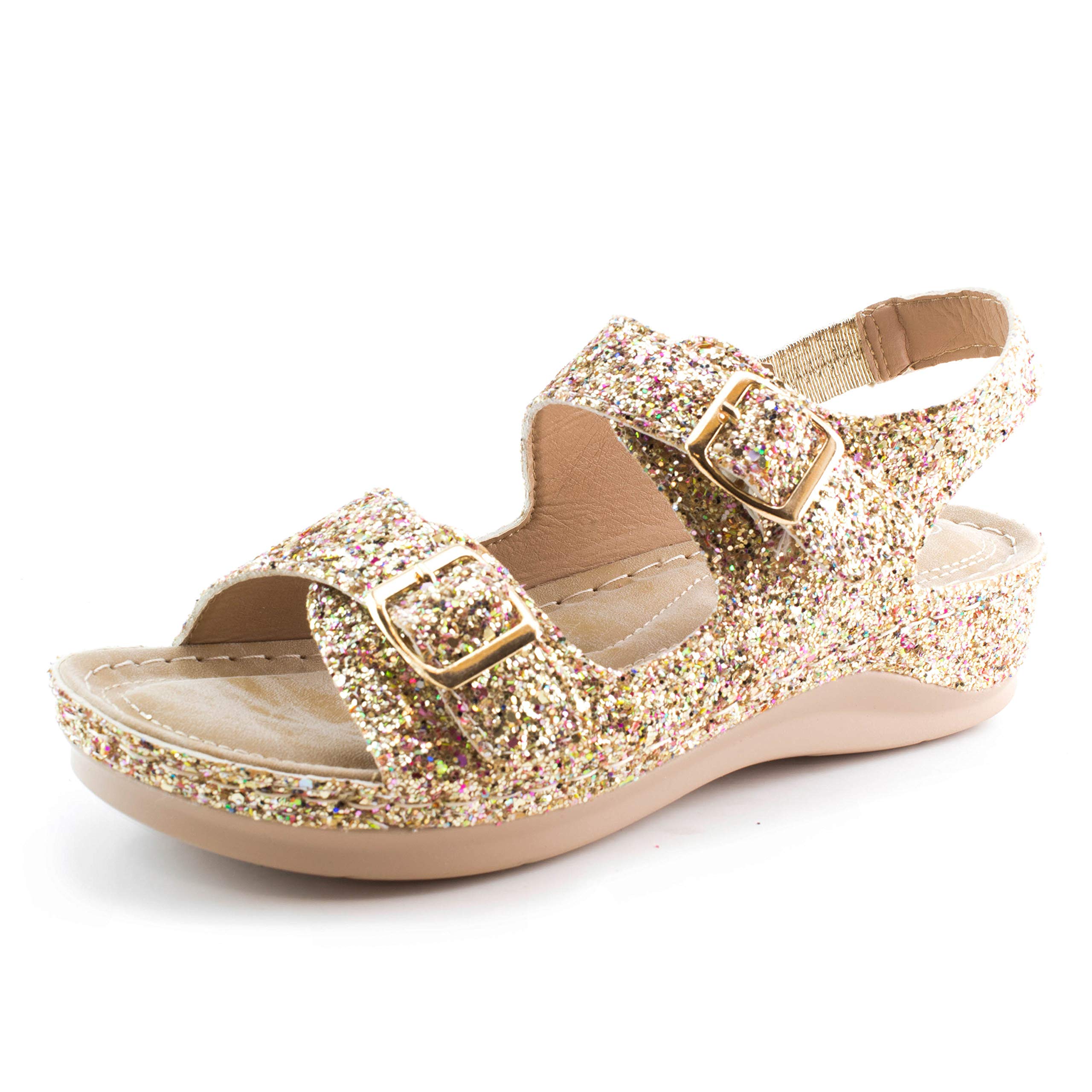 Forever Stitch 04 Womens Double Band Espadrille Open Toe Platform Sandals