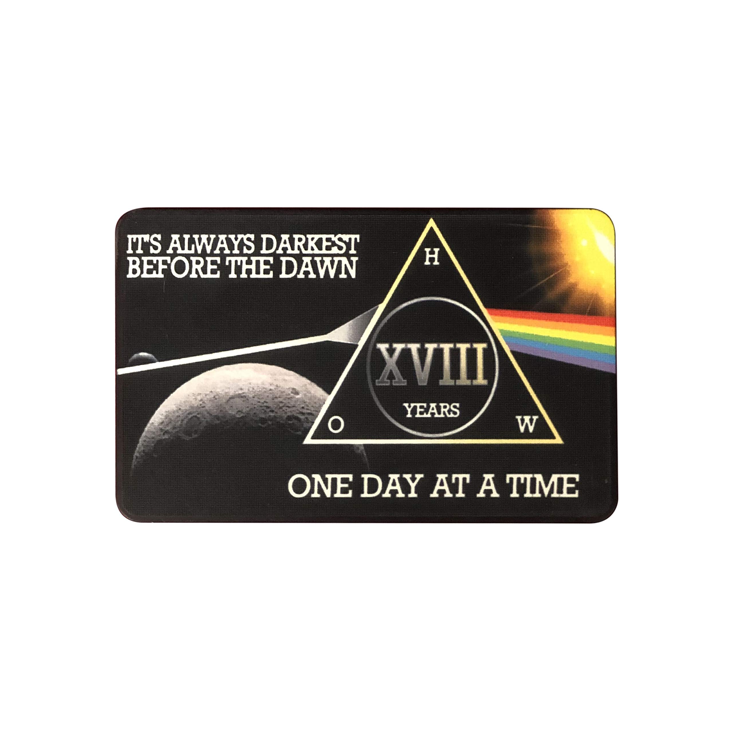 MyRecoveryStore Dark Moon One Day at A Time AA Sobriety Chip Includes 7th Step Prayer (Years 1-50 Offered) Square Recovery Chip (Year 18) — image 1