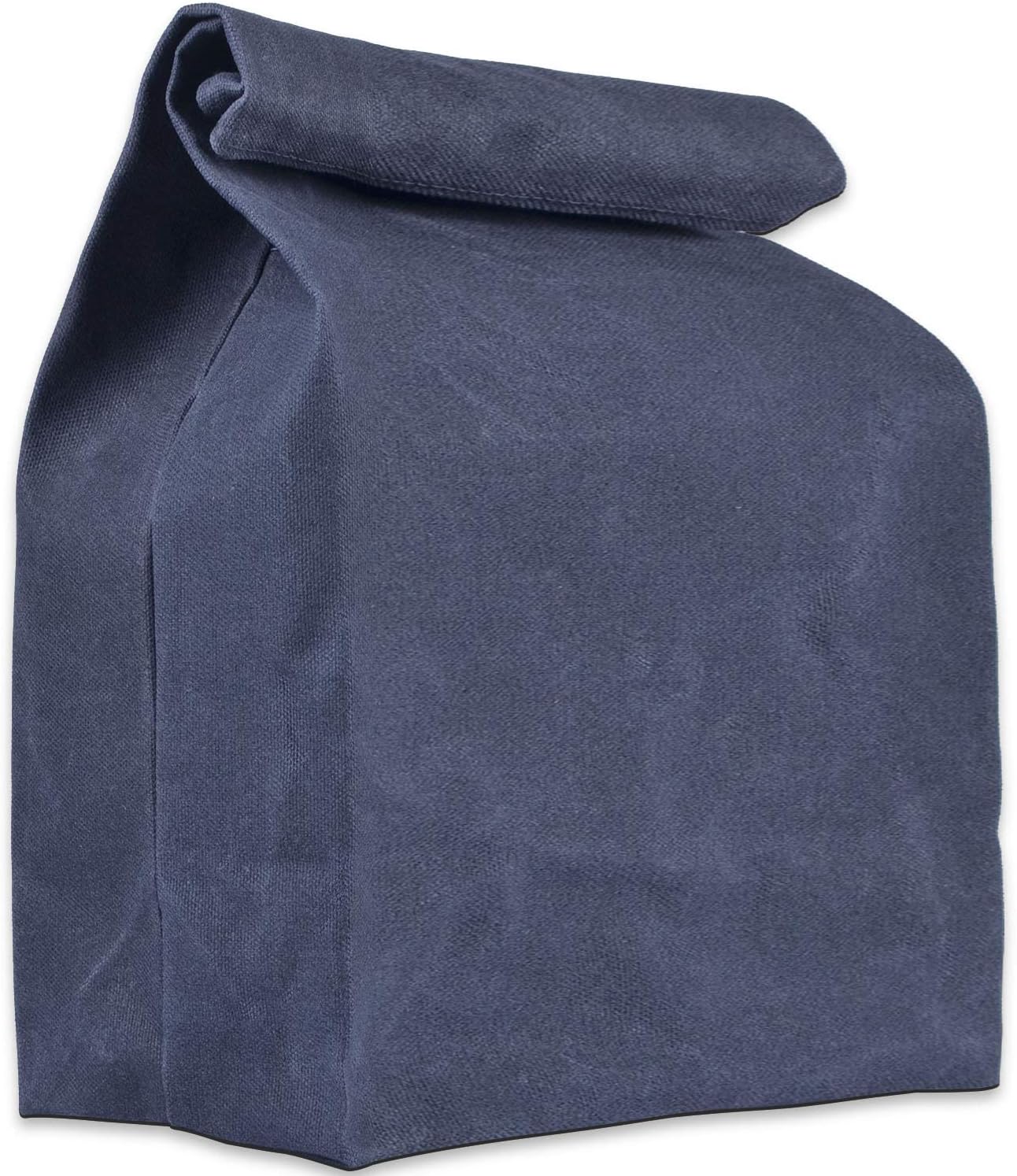CJETTA Foldable Lunch Bags Reusable Waxed Canvas Lunch Bags Easy Carry for Work (Blue)