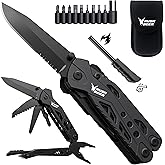 Rush Deer Pocket Knife - Folding EDC Multitool for Men, Small and Versatile Camping, Fishing, and Hiking Accessories Set (Black)