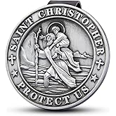 JOLSNAF St Christopher Medal for Car, Saint Christopher Medal, Guardian Angel Visor Clip, Catholic Gifts, Visor Clips for Cars, Gifts for Friends, Loved Ones and New Drivers(1PCS)