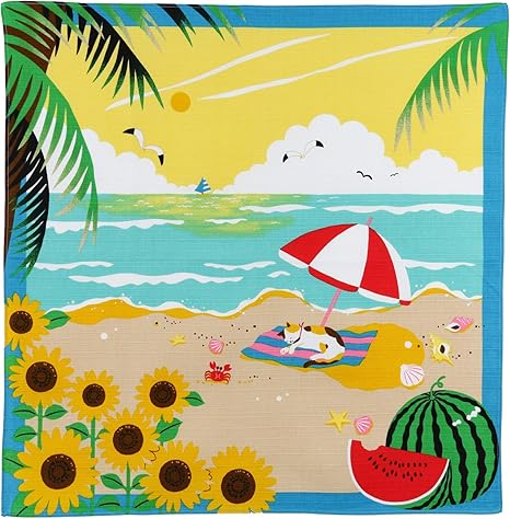 Amazon Co Jp 小風呂敷 三毛猫みけのゆめ日記 みけの夏休み F8 ホーム キッチン