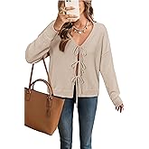 Arach&Cloz Women's Cozy Cotton Tie Front Fall Trendy Bow Cardigan Sweaters 2025