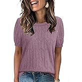 Sampeel Short Sleeve Sweater for Women Round Neck Knit Work Tops Beach Fashion Vacation Clothes Summer Outfits 2026