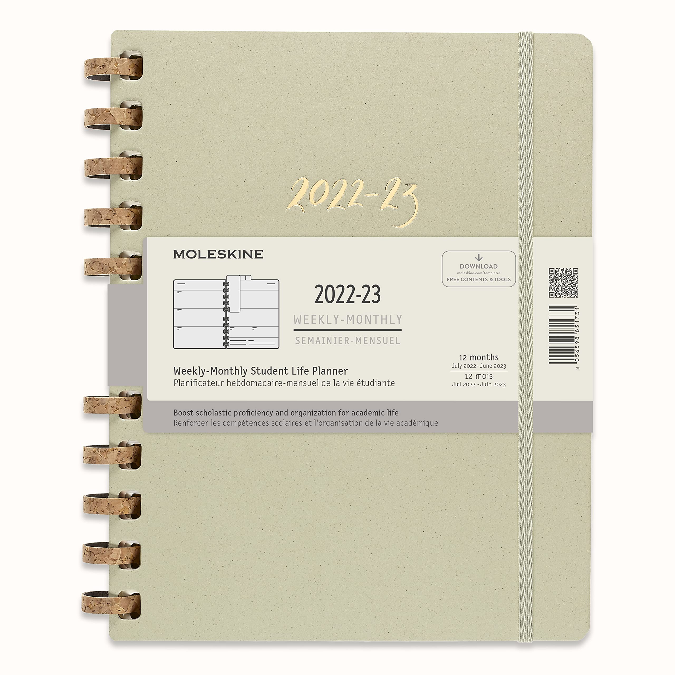 Moleskine Monthly Planner 2022, 2023, 12-Month Monthly Diary, Monthly Notebook with Hard Cover, Size XXL 21.6 x 27.9 cm, Crush Kiwi