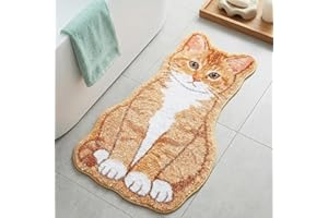 Cute Cat Bath Mat Rug for Bathroom Kitchen - Soft Plush Absorbent Non Slip Animal Bathroom Rugs Decor for Bath Tub Shower Sin