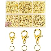 900PCS FIVEIZERO Lobster Claw Clasps and Jump Rings Set - Gold Jewelry Clasps for Necklace, Bracelet, Keychains, and DIY Jewelry Making Supplies