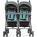 Dream On Me Volgo Twin Umbrella Stroller in Mint, Lightweight Double Stroller for Infant & Toddler, Compact Easy Fold, Large 