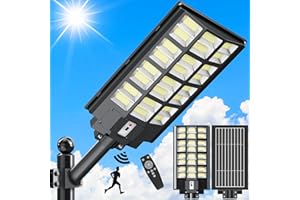 TENKOO Solar Street Lights Outdoor 4000W Solar Parking Lot Lights, 230000 Lumens Solar Street Lights with Motion Sensor LED Wide Angle Lamp Waterproof IP67 Commercial Lighting for Yard